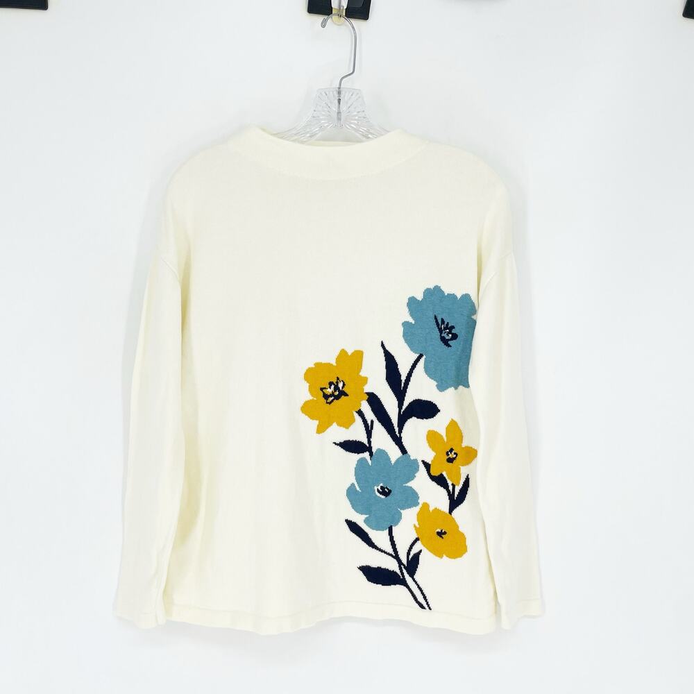 Talbots Mock Neck Floral Print Sweater Size Small